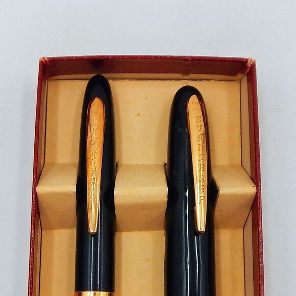 Eversharp Black Ballpoint Pen And Pencil Set With Original Box Gold Accent - Picture 3 of 5